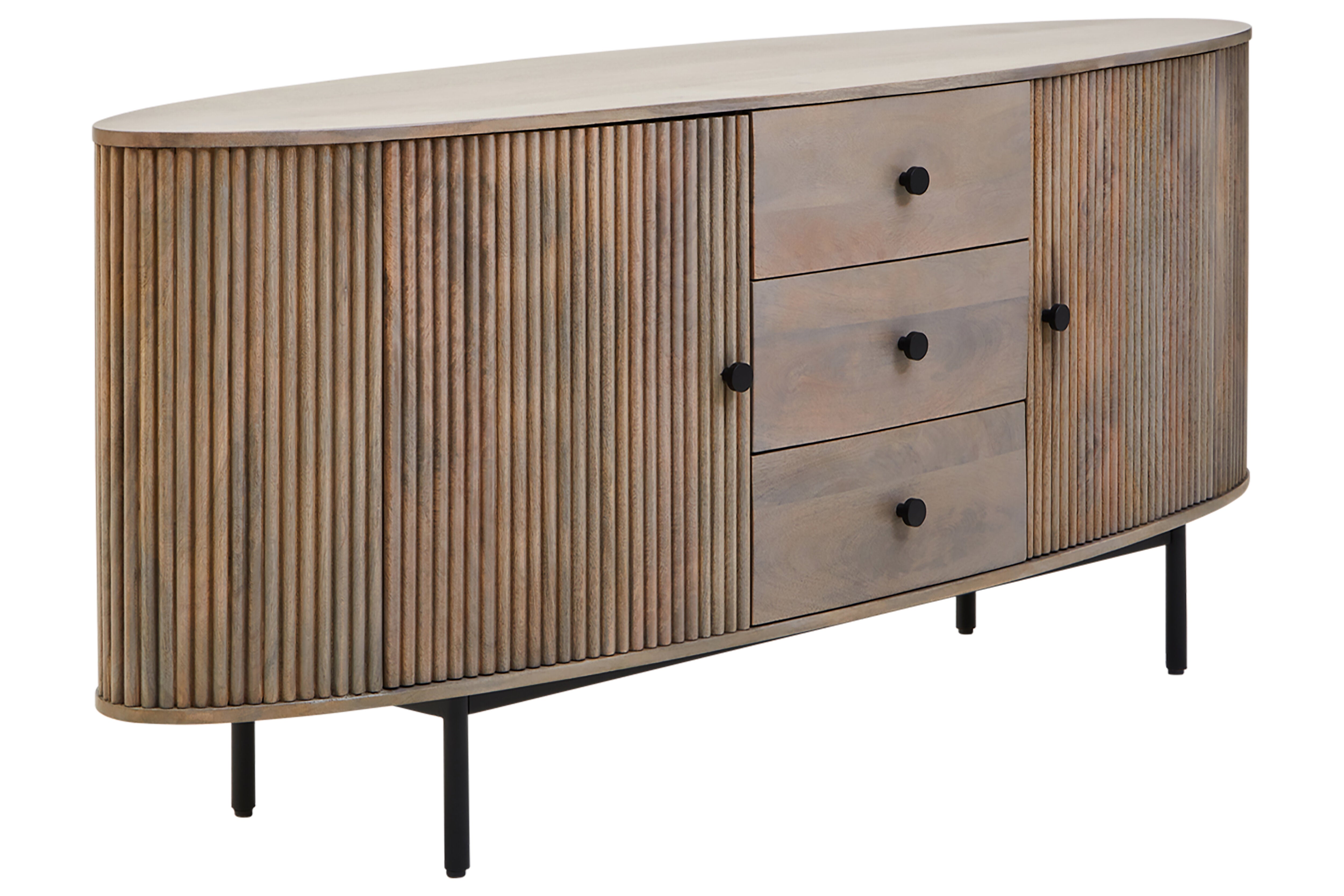 Kelda Grey Mango Wood Ridged Sideboard